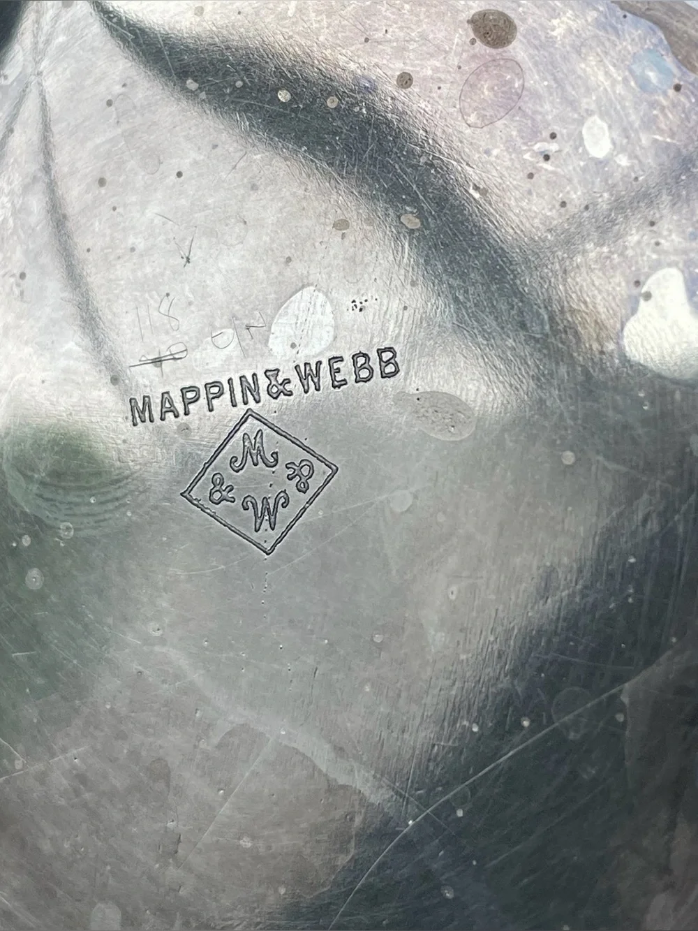 Mappin & Webb Silver hammered metal tankard shield Crest